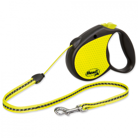 Inerces pavada suņiem - FLEXI neon Cord S 5m, reflekt, krāsa - melna/neona dzeltena