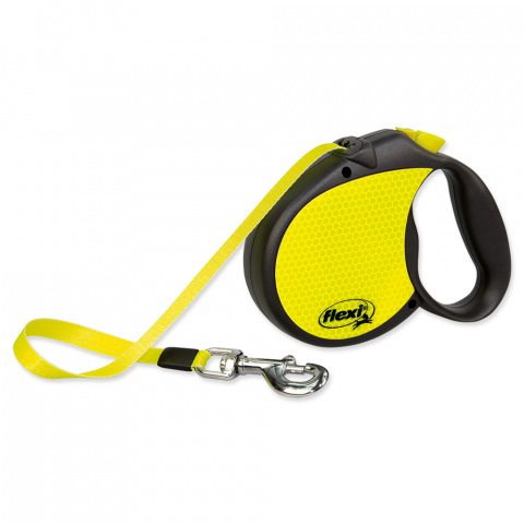 Inerces pavada suņiem - FLEXI neon Cord L 5m, reflekt, krāsa - melna/neona dzeltena