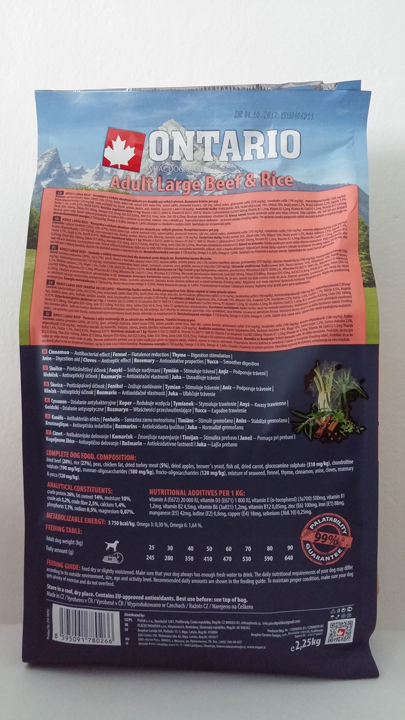 Ontario Adult Large Beef &amp; Rice 2,25kg