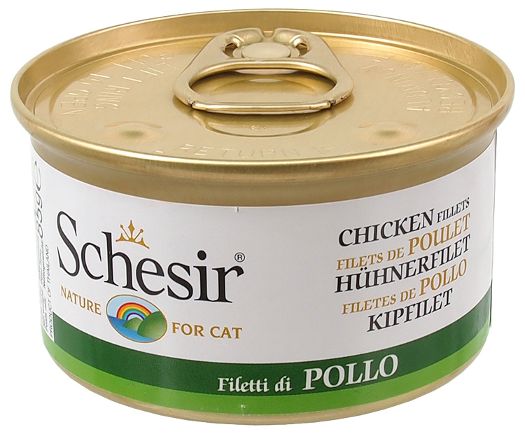 Konservi kaķiem - SCHESIR Cat with Chicken in Jelly, 85 g Konservi kaķiem - SCHESIR Cat with Chicken in Jelly, 85 g
