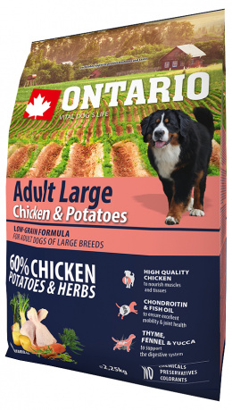 Корм для собак - ONTARIO Adult Large Chicken &amp; Potatoes, 2,25 кг