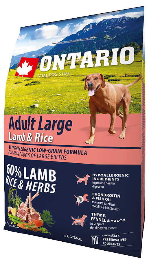Корм для собак - ONTARIO Adult Large Lamb & Rice, 2,25 кг Корм для собак - ONTARIO Adult Large Lamb & Rice, 2,25 кг