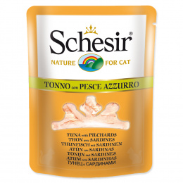 Консервы для кошек - SCHESIR Cat Pouch in Broth Tuna and Pilchards, 70 г