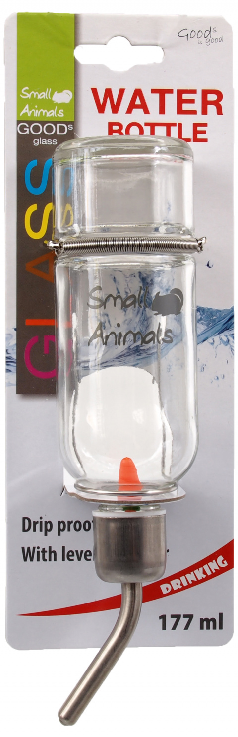Поилка для грызунов – SMALL ANIMALS DELUXE glass bottle, 22 см, 177 мл title=