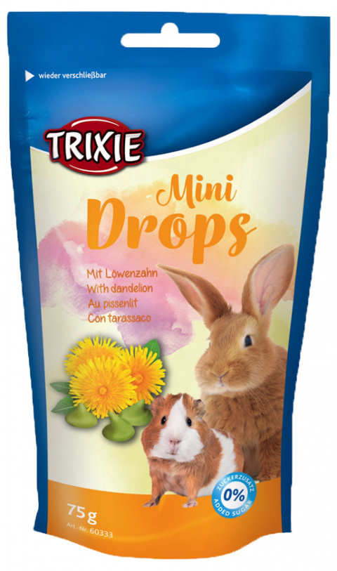 Лакомство для грызунов - TRIXIE Mini Drops, dandelion, 75 г title=