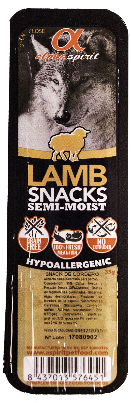 Gardums suņiem - ALPHA Spirit Pet Food Snack Lamb, N48x35g Gardums suņiem - ALPHA Spirit Pet Food Snack Lamb, N48x35g