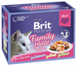Konservi kaķiem – Brit Premium Cat Delicate Fillets in Jelly Family Plate (12 x 85 g)