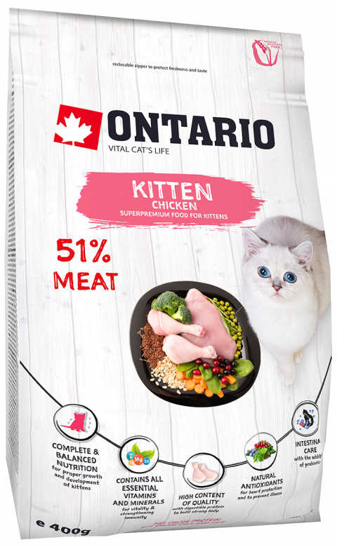 Корм для котят – Ontario SP Cat Kitten Chicken, 0,4 кг title=