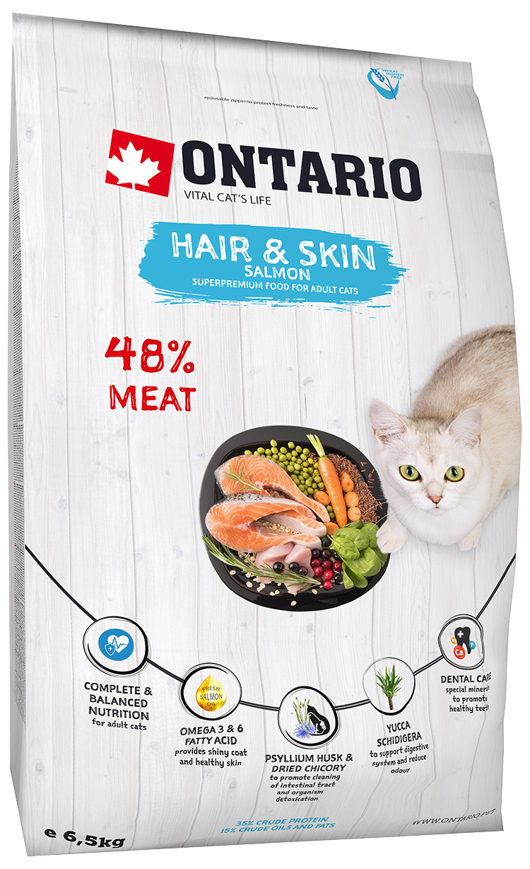 Корм для кошек - Ontario SP Cat Hair & Skin, 6,5 kg Корм для кошек - Ontario SP Cat Hair & Skin, 6,5 kg