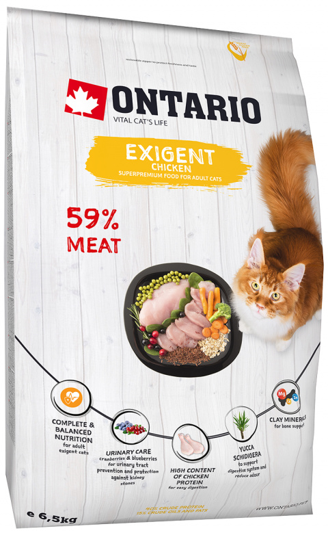 Barība izvēlīgiem kaķiem – Ontario SP Cat Exigent, 6,5 kg title=
