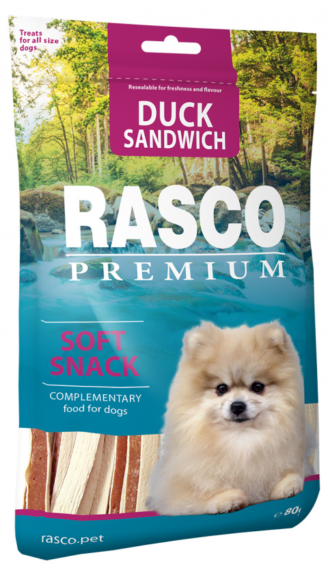 Лакомство для собак – Rasco Premium Duck Sandwich, 80 г title=