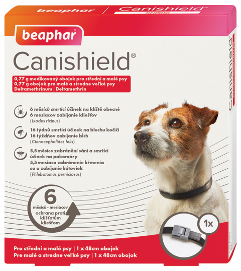 Ошейник против блох – Beaphar Canishield 48 см, безрецептурный препарат, reģ. NR. VA - 072463/3 