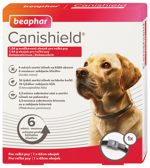 Ошейник против блох – Beaphar Canishield 65 см, безрецептурный препарат, reģ. NR. VA - 072463/3 