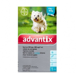 Līdzeklis pret blusām, ērcēm, odiem suņiem – Advantix, 4–10 kg, 1 pipete, bezrecepšu vet.zāles reģ. NR. VA - 072463/3 