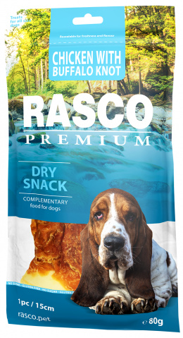 Лакомство для собак – Rasco Premium Rawhide Chicken with Buffalo Knots, 15 см, 80 г