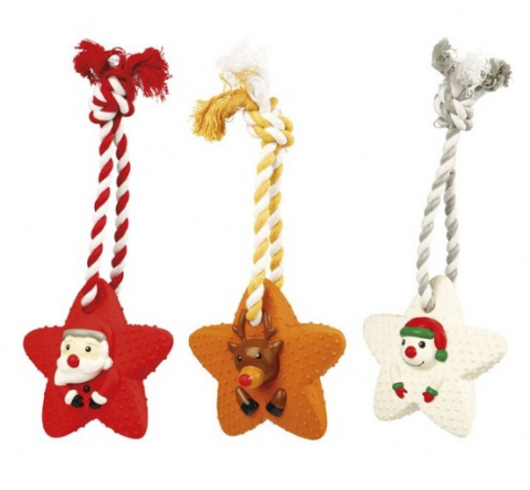Rotaļlieta suņiem – Trixie Xmas Assortment Stars on a Rope, latex, 33 cm