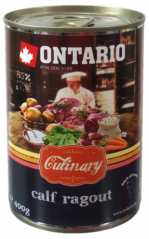 Консервы для собак - Ontario Culinary Calf Ragout with Duck, 400 г title=