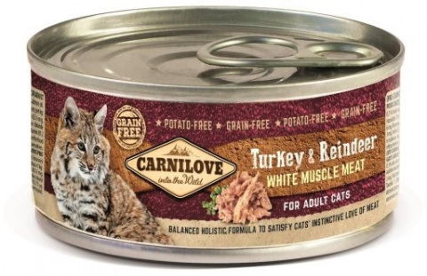 Консервы для кошек – CARNILOVE Wild Meat Turkey and Reindeer, 100 г title=