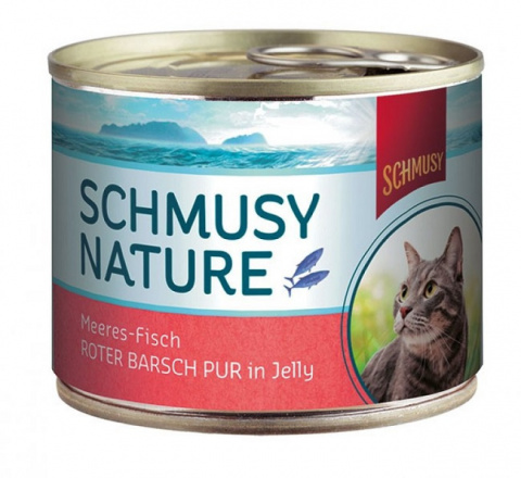 Konservi kaķiem – Schmusy Nature Fish sarkanais asaris želejā, 185 g title=