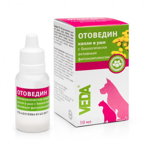Ausu pilieni – VEDA, OTOVEDIN ar akaricīdu fitokompleksu, 10 ml