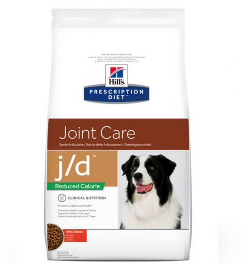 Veterinārā barība suņiem – Hill&#039;s Canine Reduced Calorie j/d, 4 kg title=
