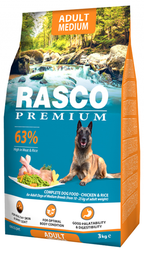 Barība suņiem – Rasco Premium Medium Breed, 3 kg title=