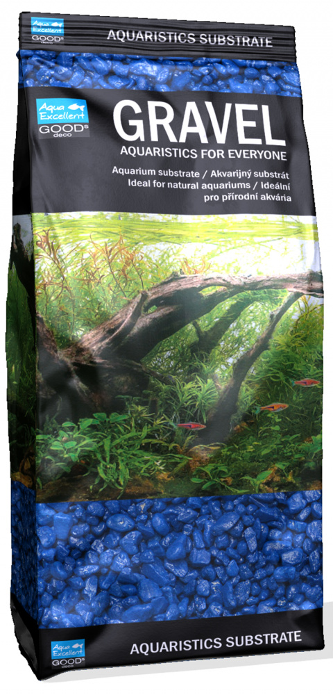 Substrāts akvārijam – Aqua Excellent Color Gravel, blue, 3 – 6 mm, 1 kg title=