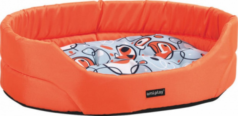 Guļvieta dzīvniekiem -AmiPlay Crazy oval bedding with cushion, XS 40*30*12cm, krāsa - oranža