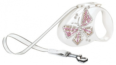 Поводок рулетка - Flexi Glam Butterfly S, 3 м, Tape