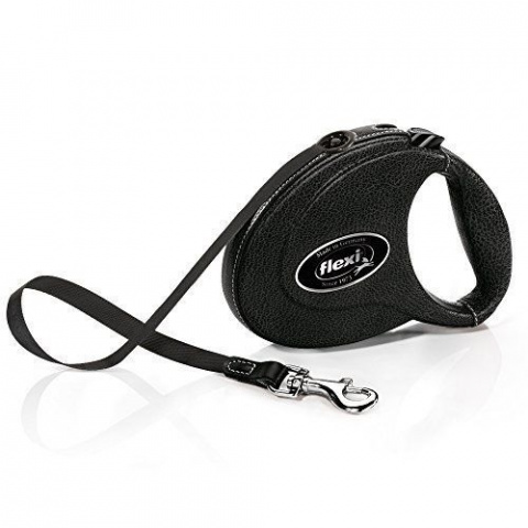 Поводок-рулетка для собак – FLEXI Leather CC, Black title=