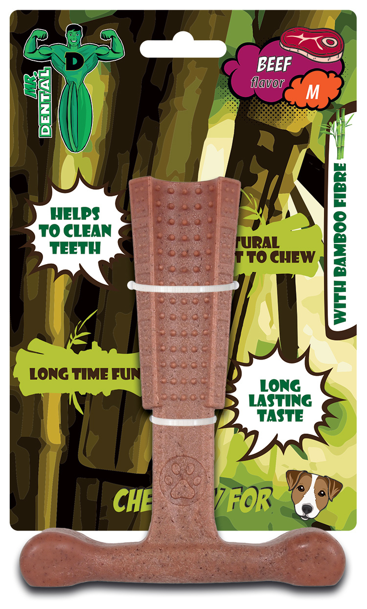 Rotaļlieta suniem - Mr.Dental, Chewable Bamboo Hammer, beef flavour, M Rotaļlieta suniem - Mr.Dental, Chewable Bamboo Hammer, beef flavour, M