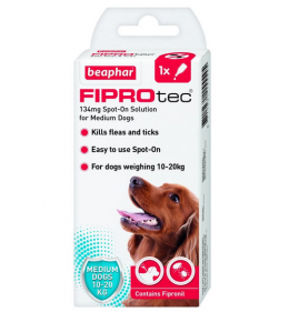 Līdzeklis pret blusām, ērcēm suņiem – Beaphar Fiprotec dog, 10–20 kg, 1 pip., bezrecepšu vet. zāles, reģ. NR. VA - 072463/3