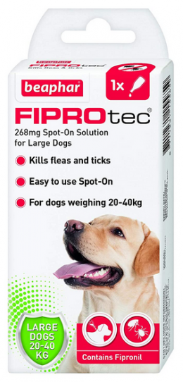 Препарат против блох, клещей для собак – Beaphar Fiprotec dog, 20-40 кг, 1 пипетка, безрецептурный препарат, reģ. NR. VA - 072463/3