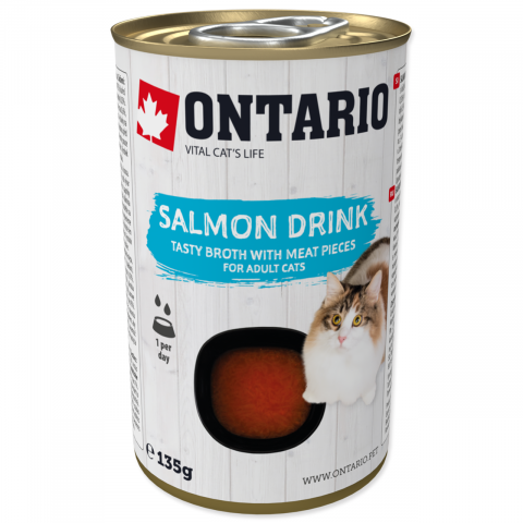 Konservi kaķiem – Ontario Drink Adult Salmon, 135 g title=