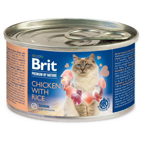 Konservi kaķiem – BRIT Premium by Nature Chicken with Rice, 200 g