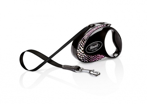 Inerces pavada suņiem – Flexi Glam Composition M 5 m, Tape, onyx-black