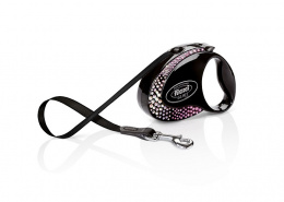 Inerces pavada suņiem – Flexi Glam Composition M 5 m, Tape, onyx-black