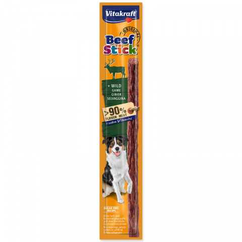 Лакомство для собак – Vitakraft Beef Stick with Wild, 12 г title=