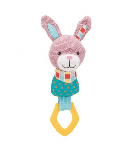 Rotaļlieta kucēniem – TRIXIE Junior Rabbit with ring, fabric/polyester, 23 cm