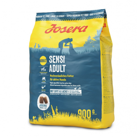 Корм для собак – Josera Sensi Adult, с уткой и лососем, 900 г title=