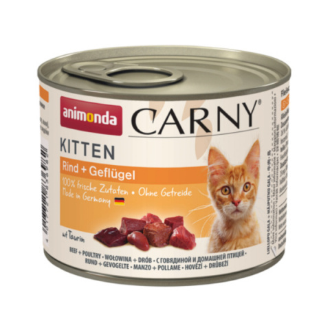 Консервы для кошек – Carny Kitten Beef and Poultry, 200 г title=