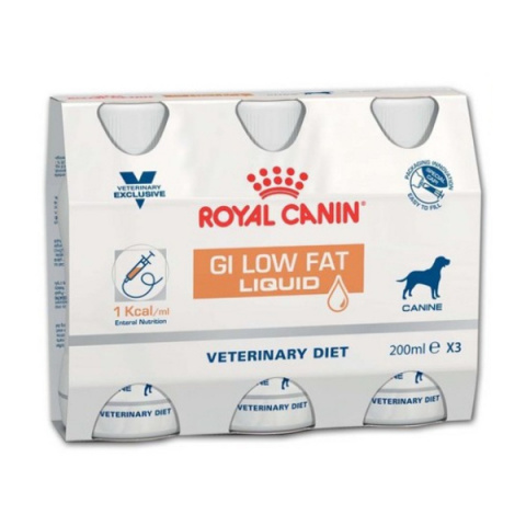 Лечебное питание для собак – Royal Canin Gastro Intestinal Low Fat Dog Liquid, 3 x 200 мл