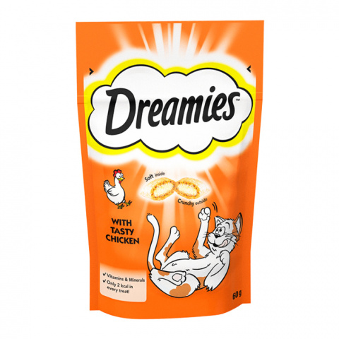 Gardums kaķiem – Dreamies Chicken, 60 g title=