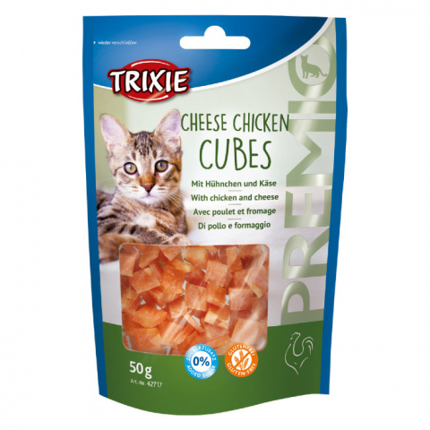 Лакомство для кошек – TRIXIE PREMIO Cheese Chicken Cubes, 50 г title=