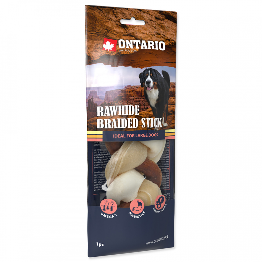Лакомство для собак – Ontario Rawhide Snack Braided Stick Mix 17,5 см (1 шт.) Лакомство для собак – Ontario Rawhide Snack Braided Stick Mix 17,5 см (1 шт.)