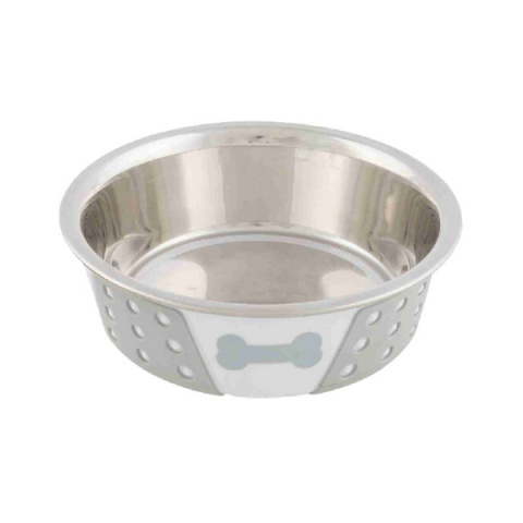 Миска для собак – TRIXIE Stainless Steel Bowl with Silicone, 0,75 л/17 см, White/Grey title=