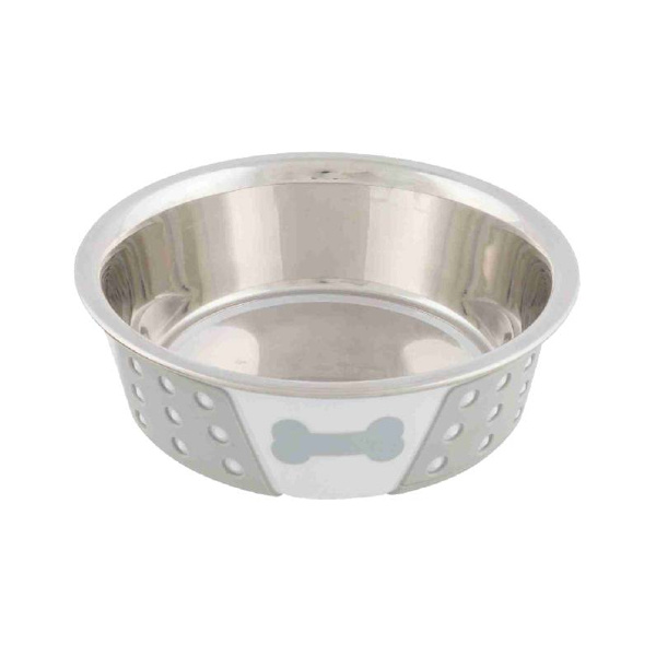 Миска для собак – TRIXIE Stainless Steel Bowl with Silicone, 0,75 л/17 см, White/Grey Миска для собак – TRIXIE Stainless Steel Bowl with Silicone, 0,75 л/17 см, White/Grey