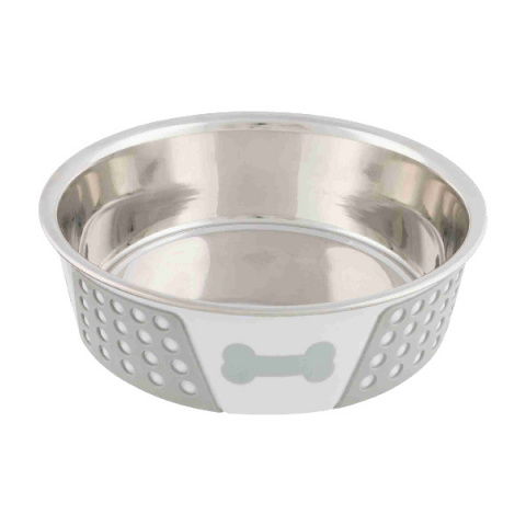 Миска для собак – TRIXIE Stainless Steel Bowl with Silicone, 1,4 л/21 см, White/Grey title=