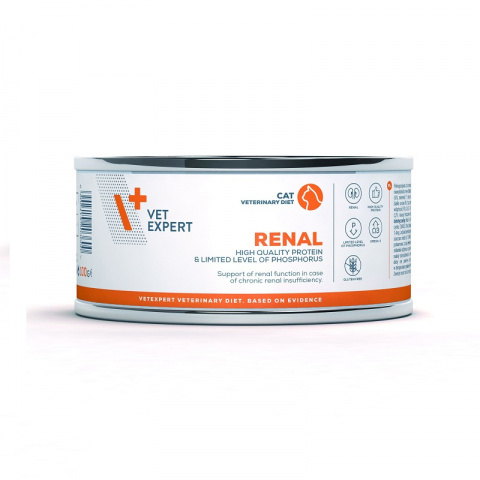 Ветеринарные консервы для кошек – VetExpert 4T VD RENAL, 100 г title=