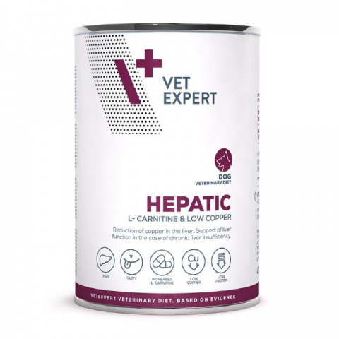 Ветеринарные консервы для собак – VetExpert 4T VD HEPATIC, 400 г title=